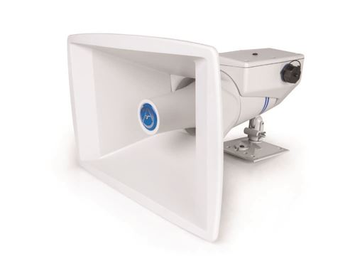 AtlasIED white PoE+ weather resistant constant directivity IP horn with rotating bell & wall/ pole mount 